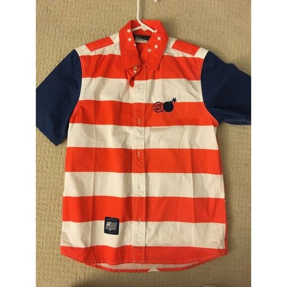 The Hundreds Clot Independence Day Supreme Box Logo July 4 USA Stripes Shirt M - Picture 4 of 4